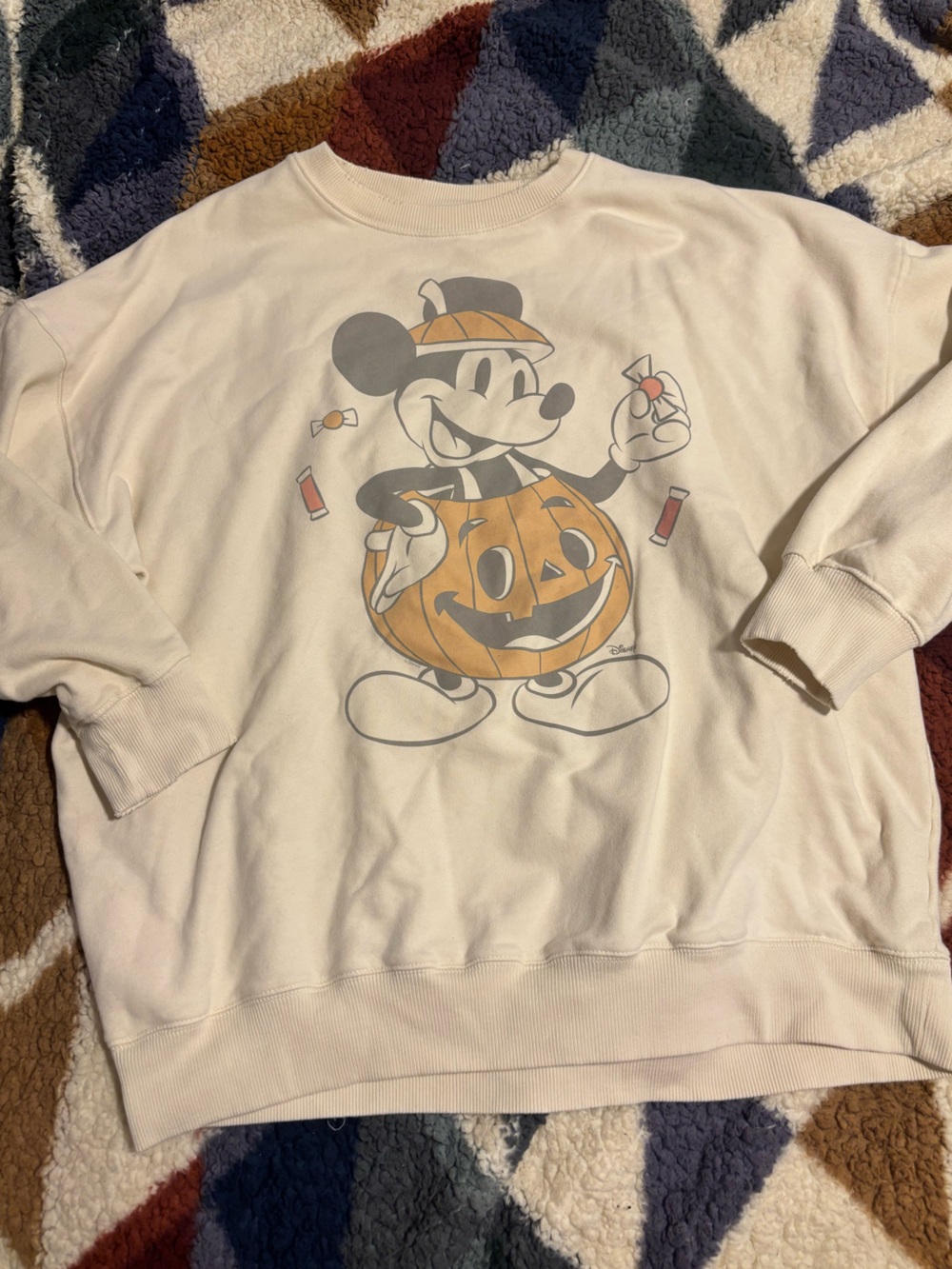 AE American Eagle Oversized Halloween Mickey Mouse Pumpkin Graphic Sweatshirt